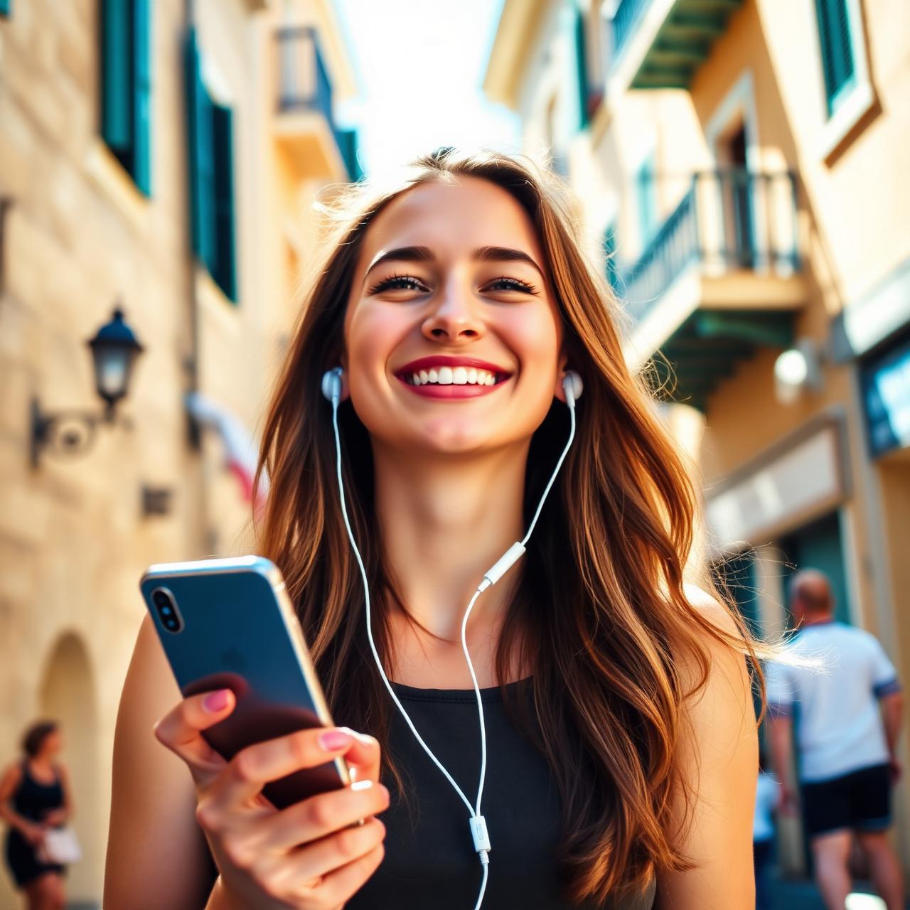 Young Maltese listener tuning in to Malta Calling on her iPhone